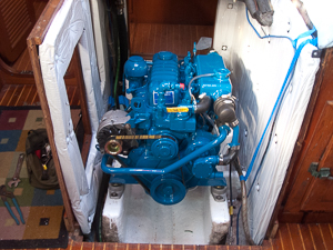 Newly Rebuilt Perkins 4.108 in cleaned up engine compartment